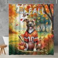 thumbnail image 2 of Hello Fall Pitbull Football Welcome Autumn with Leaves Pumpkins Shower Curtain Terrier Dog Lover Waterproof Bathroom Bathtub Curtain - 00012, 2 of 5