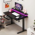 thumbnail image 2 of ModFusion 47"x24" Electric height-Adjustable Office Desk with Memory Settings, USB Ports & LED Light, Computer Table with Monitor Stand, Hooks, Drawers, Black, 2 of 9