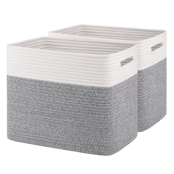 OIAHOMY Cestas de almacenamiento para estante, cesta de almacenamiento de juguetes, cestas de almacenamiento plegables, cesta para manta, sala de estar, armario, almacenamiento para dormitorio, 15 x 9