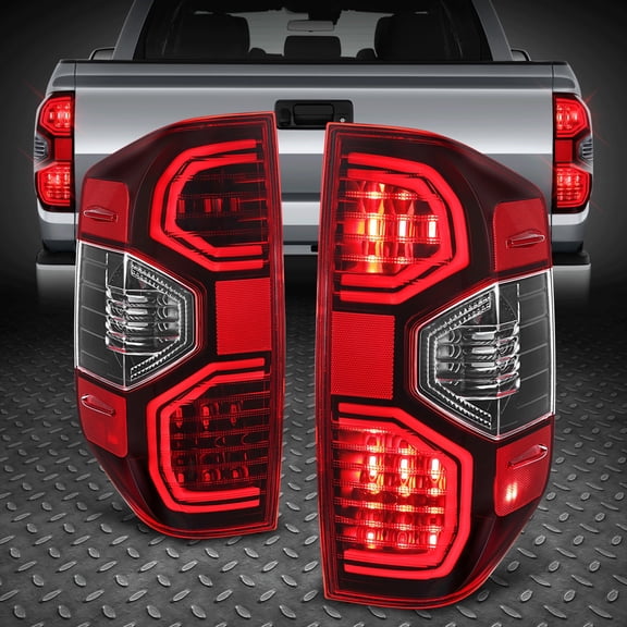 Nuvision Black Red LED Tail Lights for 2014-2021 Toyota Tundra Rear Lamp Left Right Pair
