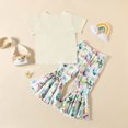 thumbnail image 4 of ASFGIMUJ Toddler Girls Easter Short Sleeve Cartoon Rabbit Printed T Shirt Pullover Tops Bell Bottoms Pants Kids Outfits,Size 12 Months-18 Months, 4 of 7