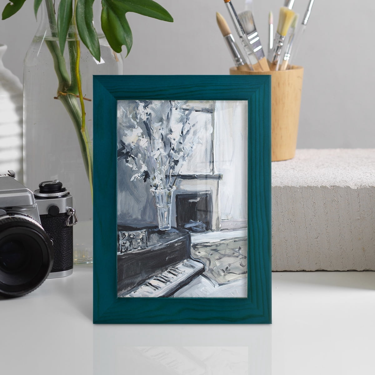 Piano Blues III - Framed Print w/glass - Ocean Blue