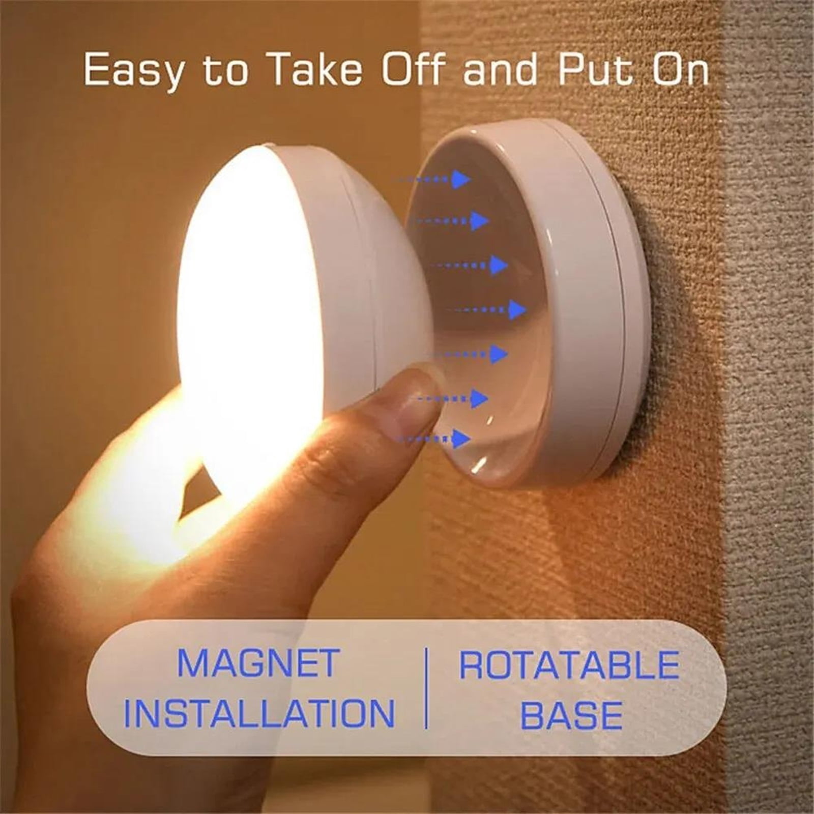 For Home Rechargeable Under Cabinet Light Wireless Closet Night Lamp 360 Rotated PIR Motion Sensor Wall Lamps