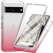 Allytech Gradient Clear Case for Google Pixel 7 Pro - Built-in Screen Protector - Hard PC   Flexible TPU Hybrid Shockproof Anti-Scratch Full Body Protection No Yellowing Ultra Slim Case - Pink