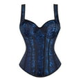 thumbnail image 2 of Rigardu body shaper body shaper tummy control Women's Gothic Corset Bustier Waist Cincher Underbust Corset Vest Tank Top Embroidery Corset Top Plus Size Corset Top Blue + XXL, 2 of 7