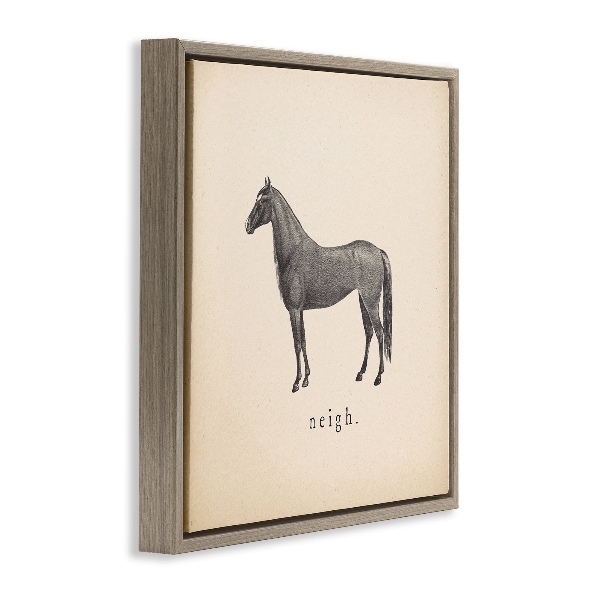Stupell Industries Neigh Farm Horse Sounds Animals Painting Brown Floater Framed Canvas Art Print Wall Art, 18 x 18