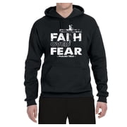 Wild Bobby, Faith Over Fear Psalm 118:6 White , Inspirational/Christian, Unisex Graphic Hoodie Sweatshirt, Black, Small