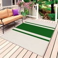 thumbnail image 4 of Outdoor Rug 3x5 ft Green Stripe Lines Outdoor Large Area Rug Non Slip Rubber Linen Striped Front Door Mat RV Rug Camping Carpet Patio Outdoor Rugs for Backyard Balcony Deck Porch Indoor, 4 of 9