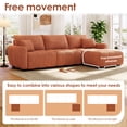 thumbnail image 3 of Harper & Bright Designs L-Shaped Sectional Sofa Set with Movable Ottoman, 3-Seat Couch with Wide Seat, Boucle Upholstered Sectional Sofa for Living Room, Orange, 3 of 16