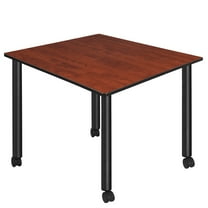 Kee 48" Square Mobile Breakroom Table- Cherry/ Black