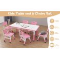thumbnail image 4 of Kids Table and 6 Chairs Set, Height Adjustable Children Table & Chair, Anti-Slip Floor Mats,Particle Board Easy to Clean Desktop, Includes Storage Box and Color Pens for Classrooms, Homes & Daycares, 4 of 7