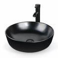 thumbnail image 3 of FULLWATT 24" Bathroom Vanity Black Cabinet Mirror Set with Ceramic Vessel Sink Bowl Faucet, 3 of 14