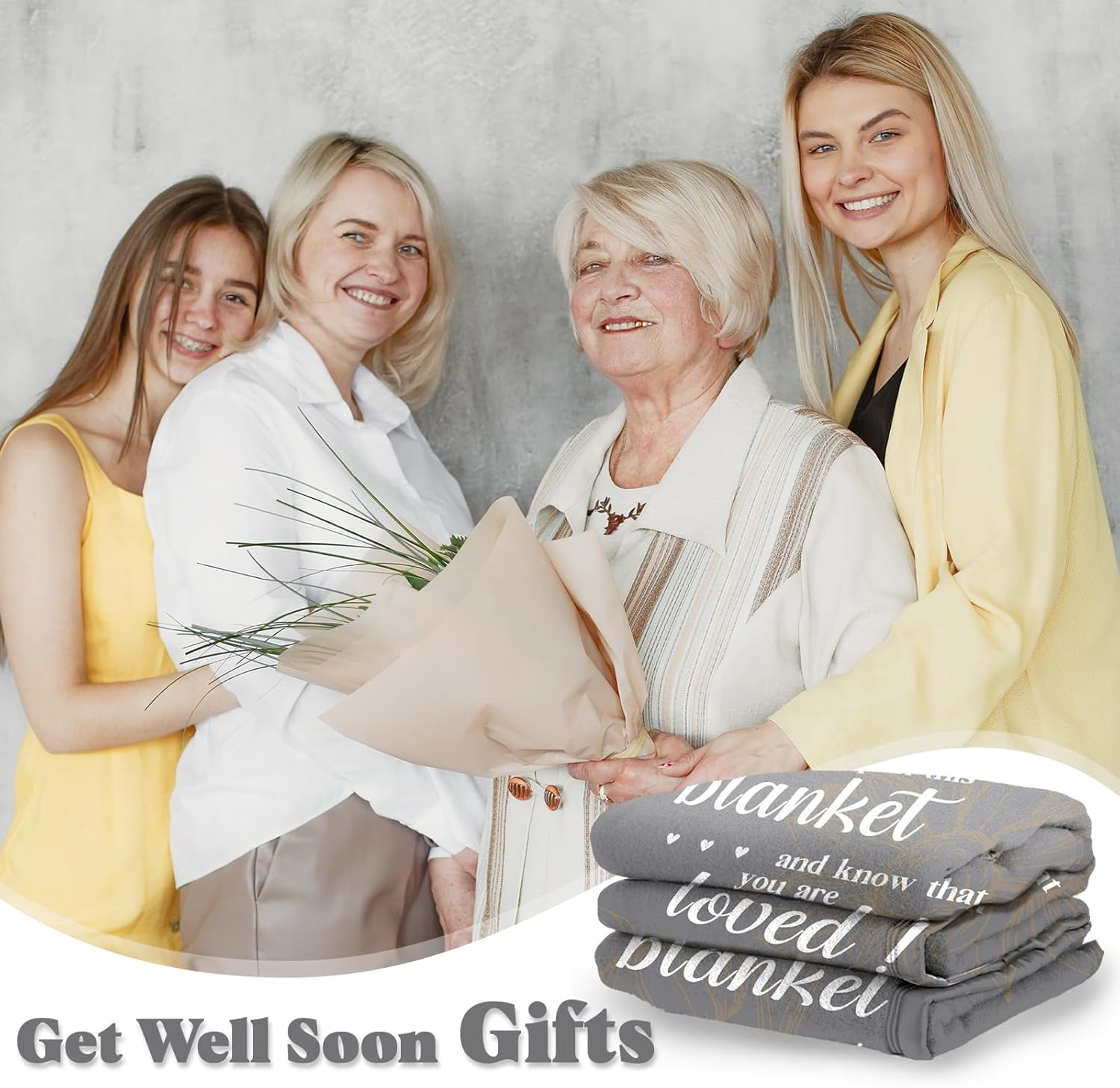 Get Well Soon Gifts, Hug Blanket, Inspirational Gifts for Her Him, Cancer Care Gifts for Women or Men, Encouragement Healing/After Surgery/Thinking of You Gifts