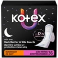 thumbnail image 1 of Kotex Ultra Thin Overnight Pads With Wings, Heavy Absorbency, 36 Count, 1 of 7
