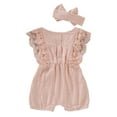 thumbnail image 6 of WIBACKER 2-Pack Newborn Baby Girls Romper Toddler Thin Lace Outfit Summer Clothes with Headband, 6 of 11