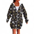 thumbnail image 6 of Women's Christmas Printed Long Sleeve Hooded Sweatshirt Jacket with Drawstring and Zipper Pockets, Fashionable Casual Wear for Fall and Winter,Black,XL, 6 of 6