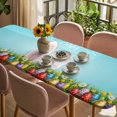thumbnail image 3 of Easter Table Cloths for 8 Foot Rectangle Tables, Bunny Colorful Eggs Spring Floral Botanical Patio Waterproof Elastic Fitted Tablecloths, Washable Rectangular Table Cover for Camping, 3 of 8