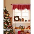 thumbnail image 4 of Christmas Red Linen Tie Up Valances Curtain, Greece Vintage Farmhouse Adjustable Rod Pocket Short Window Treatment Tie Up Curtains Valances for Kitchen Living Room Bathroom 42x12 Inches, 4 of 9