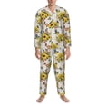 thumbnail image 3 of Hirioo Bird Sunflowers for Men's Pajama Sets 2 Piece Pjs Men's Long-Sleeved Pajama Set Button Down Sleepwear,S-XXL-X-Large, 3 of 7
