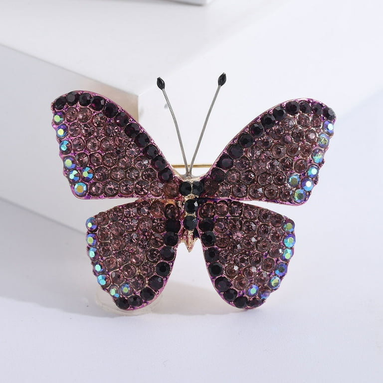 Trendy Multicolour Alloy Butterfly Brooches For Women Metal Crystal Insect Brooch Party Birthday Winter Jewelry