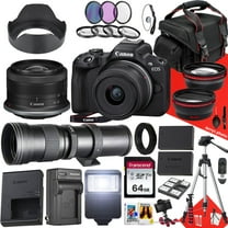 Canon EOS R50 Mirrorless Camera With RF-S 18-45mm f/4.5-6.3 IS STM And 420-800mm f/8.3 HD Telephoto Zoom Lens   64 GB Memory   Filters   Tripod   More (30pc Bundle)