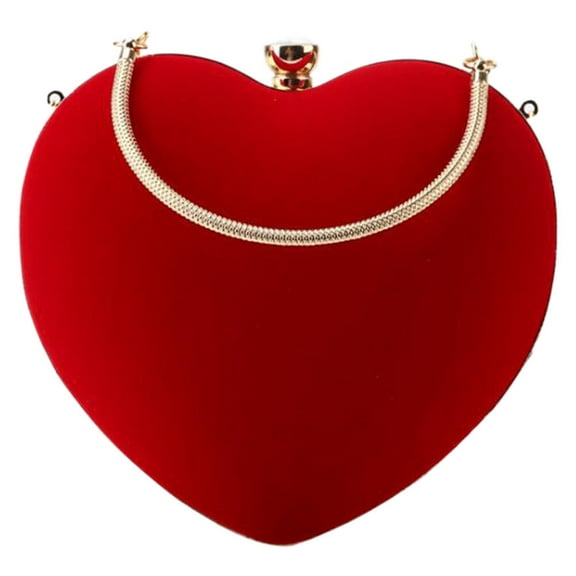 1 Pc Portable Handbag Heart Shape Clutch Bag Evening Bag without Chain (Red)
