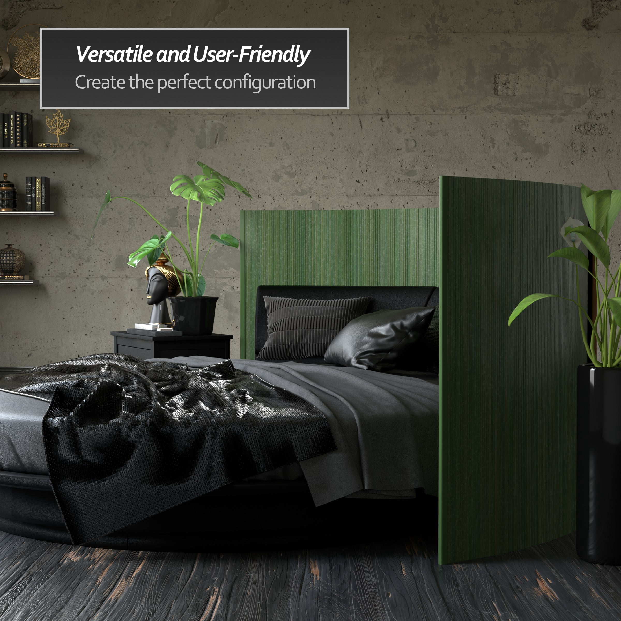 4 ft. Short Bamboo Wave Screen Room Divider - Distressed Green