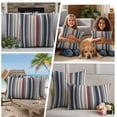 thumbnail image 4 of Outdoor Pillow Covers Vintage Blue Red Stripes Waterproof Pillow Cases 20x12 Set of 2, Abstract Geometric Line Throw Pillow Cover Pillowcase for Patio Balcony Couch Garden, 4 of 9