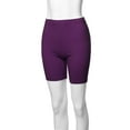 thumbnail image 5 of A2Y Women's Basic Solid Premium Cotton Mid Thigh High Rise Biker Bermuda Shorts Dark Plum M, 5 of 5