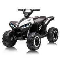 Jojoka 12V Kids ATV Ride on Car, 4 Wheeler Off-Road Quad, Battery Powered Electric Fun Toys Vehicle with Remote Control, Music, High/Low Speeds, LED Lights, Treaded Tires, for 3-8 Years Old, White