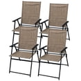 thumbnail image 6 of JMGJOY 4-Pack Folding Patio Chairs for Outdoor Relaxation, Supportive High-Back Sling Chairs with Armrests, Foldable for Garden, Backyard, and Pool (Brown), 6 of 9