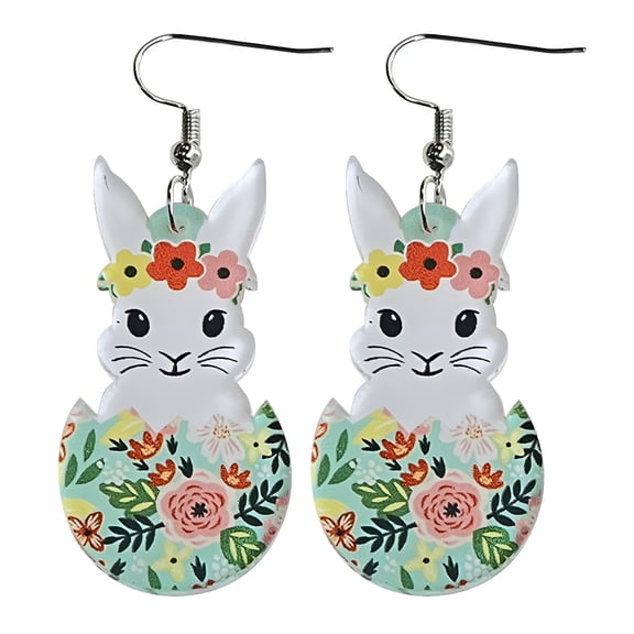 DESIGNICE Easter Earrings Bunny Flower Basket Cute Print Egg Chicken Spring Flower Earrings Women Ear