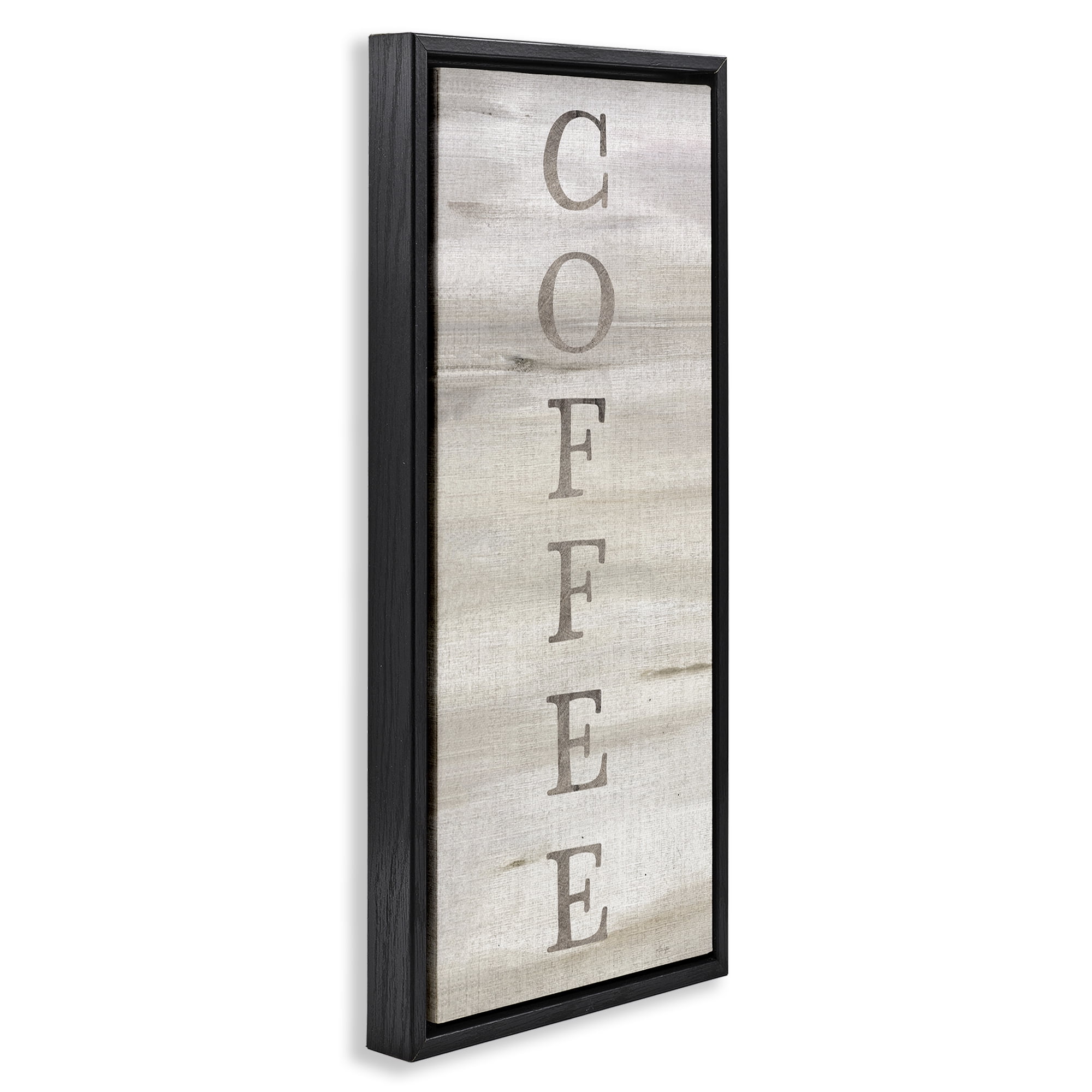 Stupell Industries Rustic Vertical Coffee Food & Beverage Painting Black Floater Framed Art Print Wall Art, 11 x 25