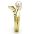 thumbnail image 4 of IP Gold(Ion Plating) Stainless Steel Ring with Synthetic Pearl in Rose for Women Rose Stone Color Style TK3126 Size 7, 4 of 4