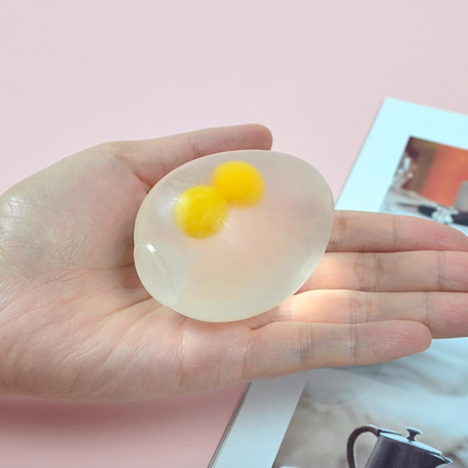 Splat Egg Squishy, Giant Easter Squishy Egg, Big Sticky Clear Double Eggs Yolk for Adults