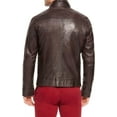 thumbnail image 2 of Men Leather Jacket Coat Motorcycle Biker Brown Slim Fit Outwear Jackets A705, 2 of 3