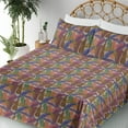 thumbnail image 3 of Ambesonne Jungle Fitted & Flat Sheet with Shams 4 Pcs Set, Tropical Forest Leaves Print, Full, Laurel Green and Lavender, 3 of 5