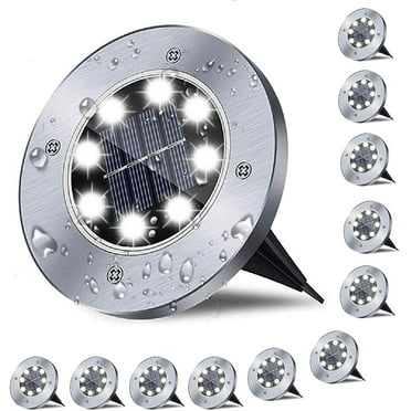 Solar Ground Lights, 12 Packs 8 LED Solar Garden Lamp Waterproof In-Ground Outdoor Landscape Lighting for Patio Pathway Lawn Yard Deck Driveway Walkway White