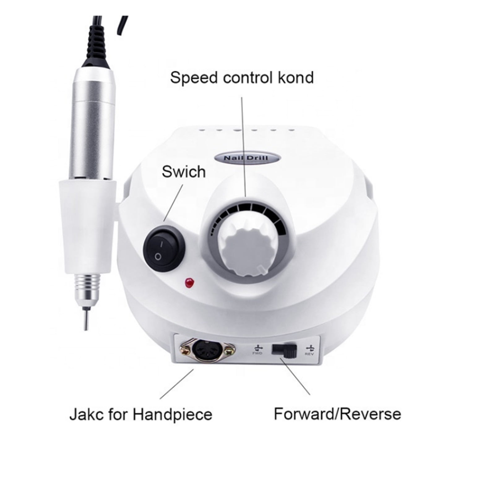 35000 RPM Electric Nail File, Professional Handle Electric Nail Drill Polish Machine, Manicure Nail Drill Set Tools