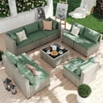 thumbnail image 3 of Amopatio 9 Pieces Patio Conversation Set, Outdoor Sectional PE Rattan Wicker Furniture Seat,GREEN, 3 of 8