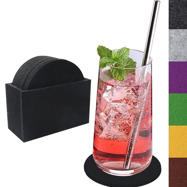 8Pcs Chaleur Isolé Tasse Mat Feutre Forme Ronde Table de Cuisson Coaster Ménage Forme Ronde Décoration Napperon, Noir