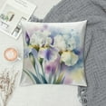 thumbnail image 2 of Leisuo  Watercolor Flower Throw Pillow Cushion Cover, Painting of Iris Flower in the Spring Season of Blooming Plant Nature Work of Art, Decorative Square Accent Pillow Case,Violet Green, 2 of 5