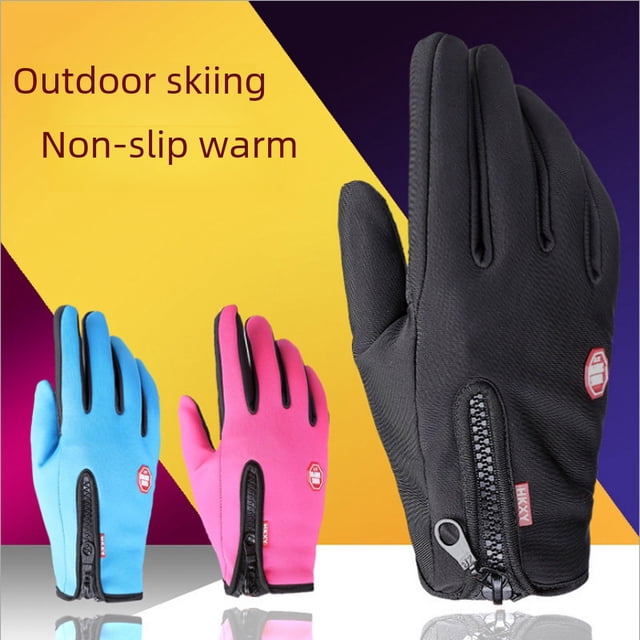Outdoor Sports Zipper Warm Gloves for Autumn and Winter Full-finger Touch Screen Non-slip Waterproof Windshield Grasp Fleece Ski Riding