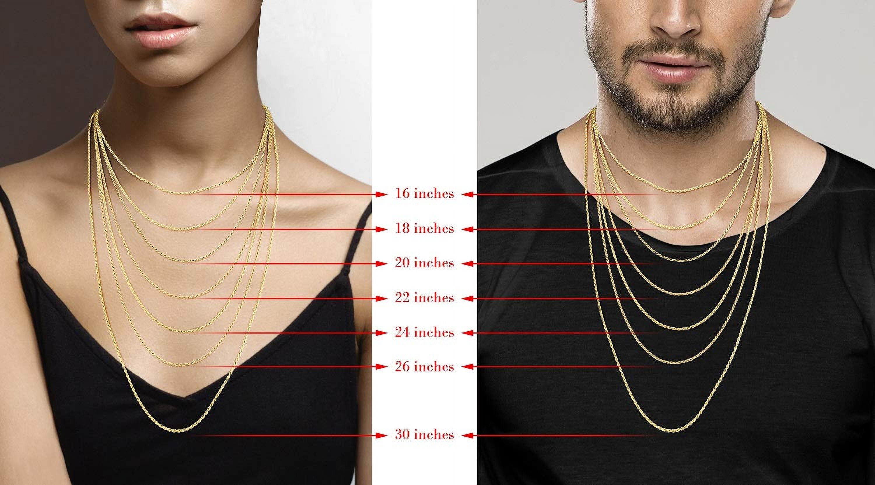 Miabella Solid 18K Gold Over Sterling Silver Italian 2mm, 3mm Diamond-Cut Braided Rope Chain Necklace for Men Women, 925 Sterling Silver Made in Italy (2mm, Length 18 Inches(women's average length))
