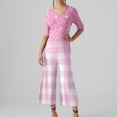 thumbnail image 6 of Baggy Jumpsuits For Women Summer Short Sleeve Overalls V Neck Loose Wide Leg Floral One Piece Rompers With Pockets Pink M, 6 of 6