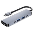 thumbnail image 2 of Type-C HUB DIPTOR USB-C CARGA RÁPIDA 3.5mm Puertos Adaptador de expansión Accesorios para computadora Oficina doméstica 5-en 1 Inevent EL005670-00B, 2 of 7