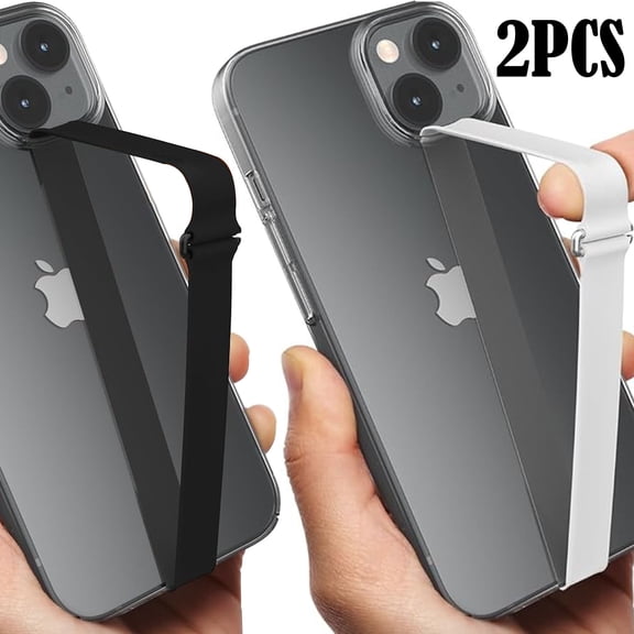 Silicone Cell Phone Strap 2pcs for Phone Case with Clip as Phone Loop Holder,Clip Finger Phone Grip 230mm Black White