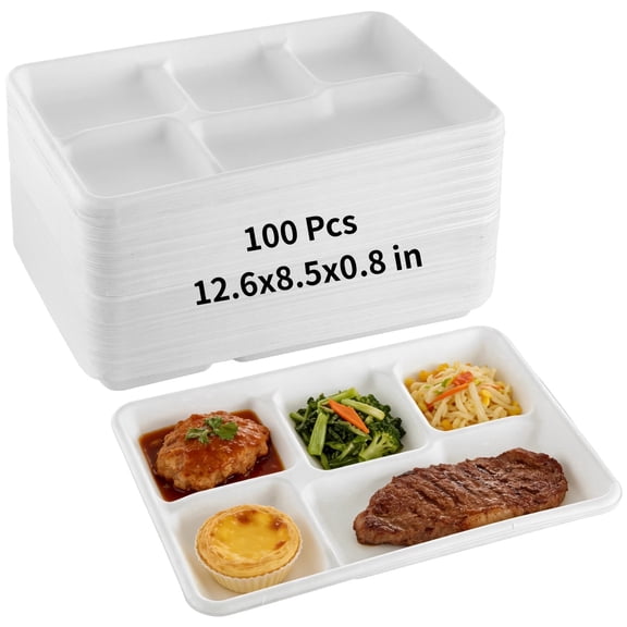 100pcs disposable paper lunch box divided into compartments for fast food lunch boxes