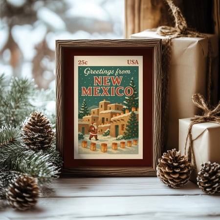 New Mexico Postcard Wall Art RetroVintage Style State Mid Century Decor Nm Unframed Paper Print