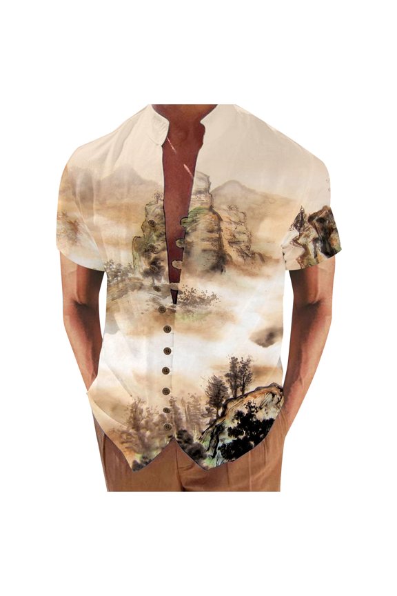 Mens Casual Button Down Shirts Short Sleeve Summer Casual Tie Dye Printing Beach Floral Man Clothing Sportwear